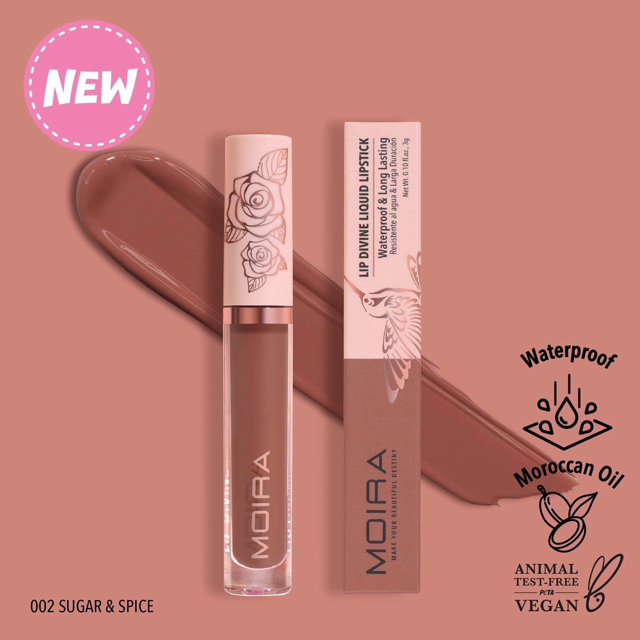 Moira Cosmetics - Lip Divine Liquid Lipstick teinte 002 Sugar & Spice