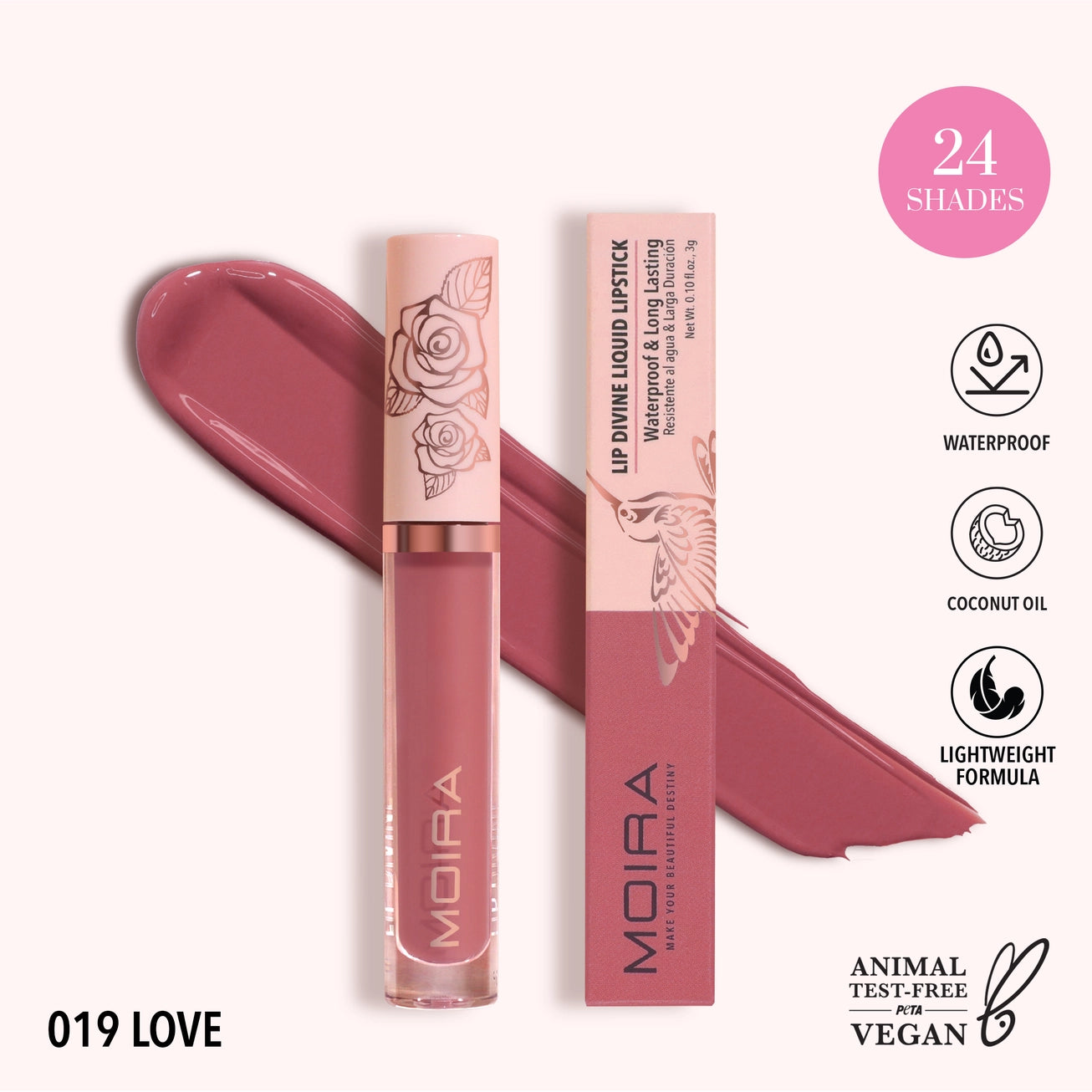 Moira Cosmetics - Lip Divine Liquid Lipstick teinte 019 Love