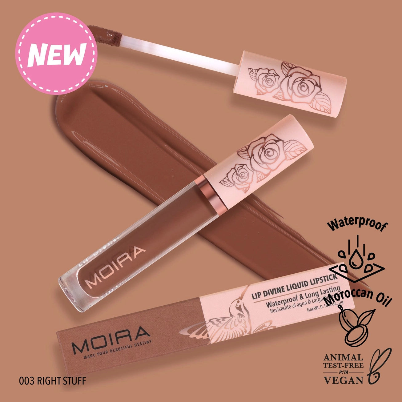 Moira Cosmetics - Lip Divine Liquid Lipstick teinte 003 Right Stuff